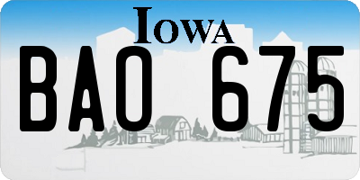 IA license plate BAO675