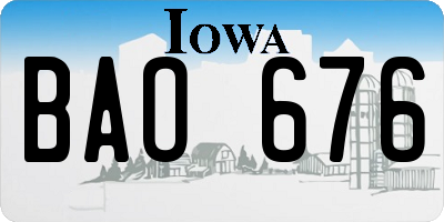 IA license plate BAO676