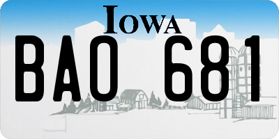IA license plate BAO681