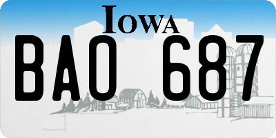 IA license plate BAO687