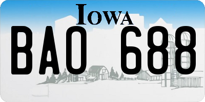 IA license plate BAO688