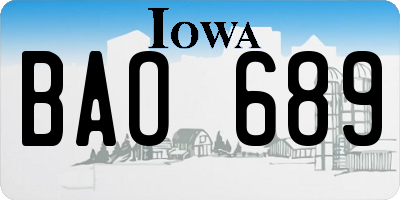 IA license plate BAO689