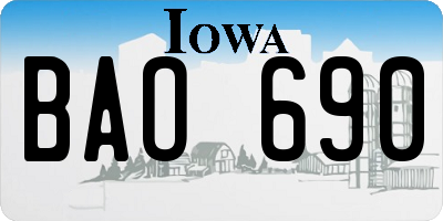 IA license plate BAO690