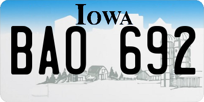 IA license plate BAO692