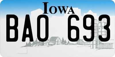 IA license plate BAO693