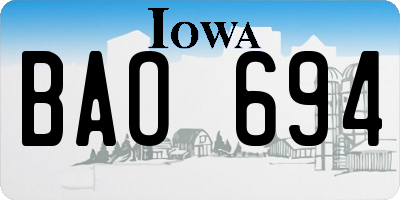IA license plate BAO694