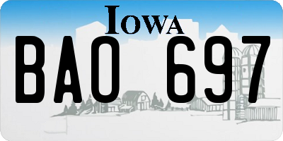 IA license plate BAO697