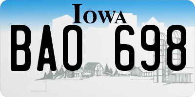 IA license plate BAO698