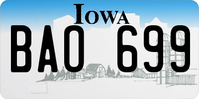 IA license plate BAO699