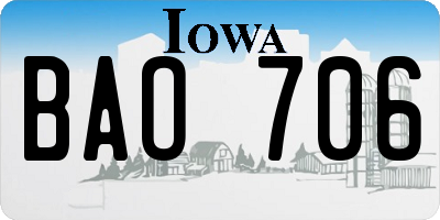 IA license plate BAO706
