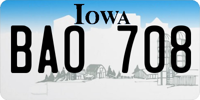 IA license plate BAO708