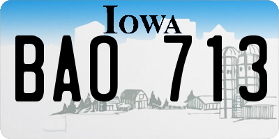 IA license plate BAO713