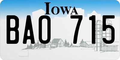 IA license plate BAO715