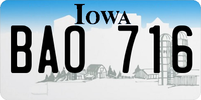 IA license plate BAO716