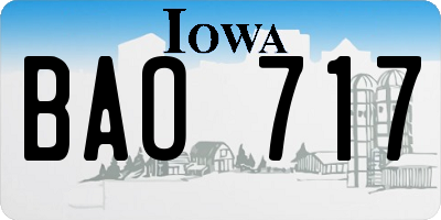 IA license plate BAO717