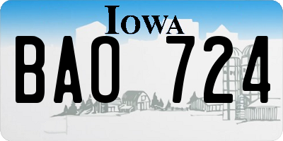 IA license plate BAO724