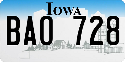 IA license plate BAO728