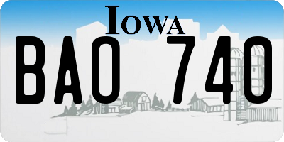 IA license plate BAO740