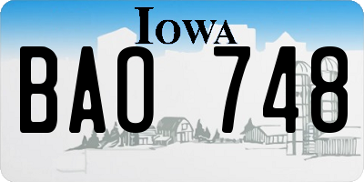 IA license plate BAO748