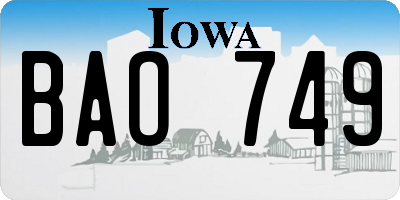 IA license plate BAO749