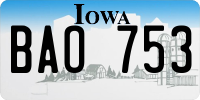 IA license plate BAO753