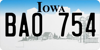 IA license plate BAO754