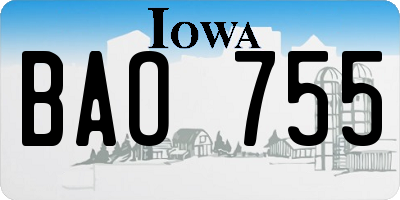 IA license plate BAO755