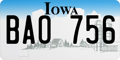 IA license plate BAO756