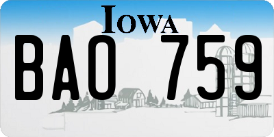 IA license plate BAO759