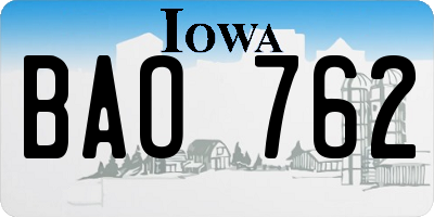 IA license plate BAO762