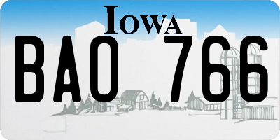 IA license plate BAO766