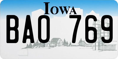 IA license plate BAO769