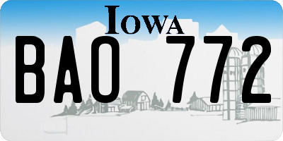 IA license plate BAO772