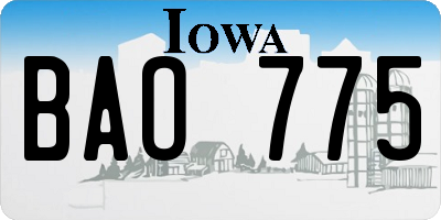 IA license plate BAO775