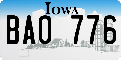IA license plate BAO776
