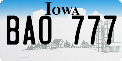 IA license plate BAO777