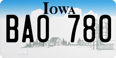 IA license plate BAO780
