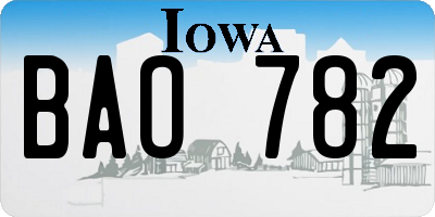 IA license plate BAO782
