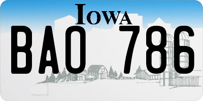 IA license plate BAO786