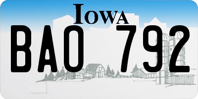 IA license plate BAO792