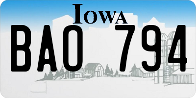 IA license plate BAO794