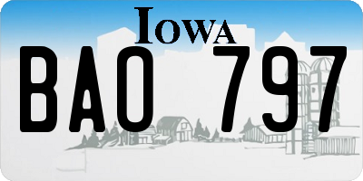 IA license plate BAO797