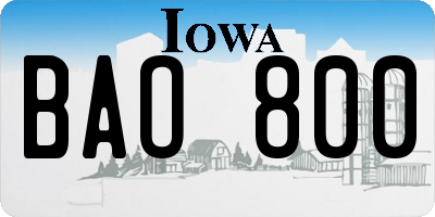 IA license plate BAO800