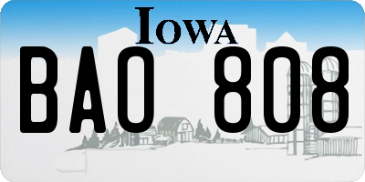 IA license plate BAO808