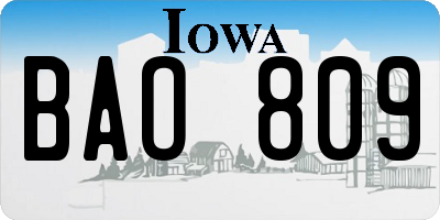 IA license plate BAO809