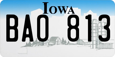 IA license plate BAO813