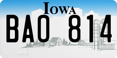 IA license plate BAO814