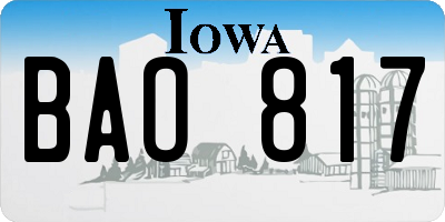 IA license plate BAO817
