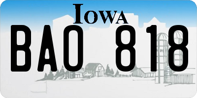 IA license plate BAO818