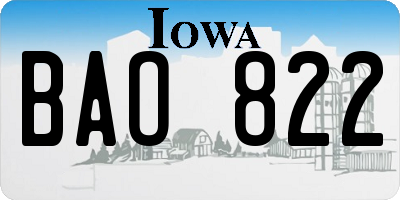 IA license plate BAO822